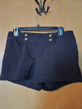 H&M Divided Black Sailor Military Button Shorts Size 6